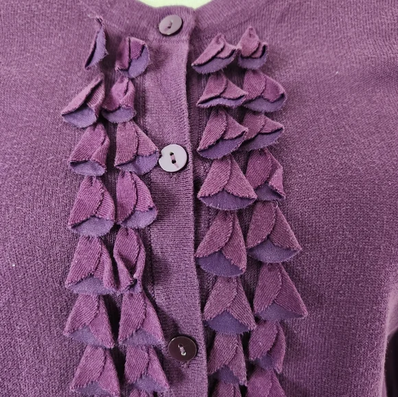Purple Ruffle-Front Cardigan By Merona - Picture 2 of 7